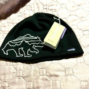 Patagonia unisex Black Hat with White Bear Design